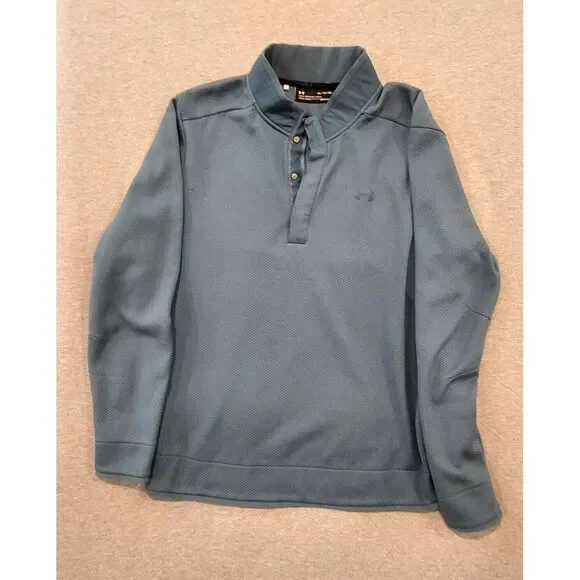 Under Armour 1/4 Button Sweatshirt Mens XL Blue Cold Gear Loose Golf Casual READ - Picture 1 of 6